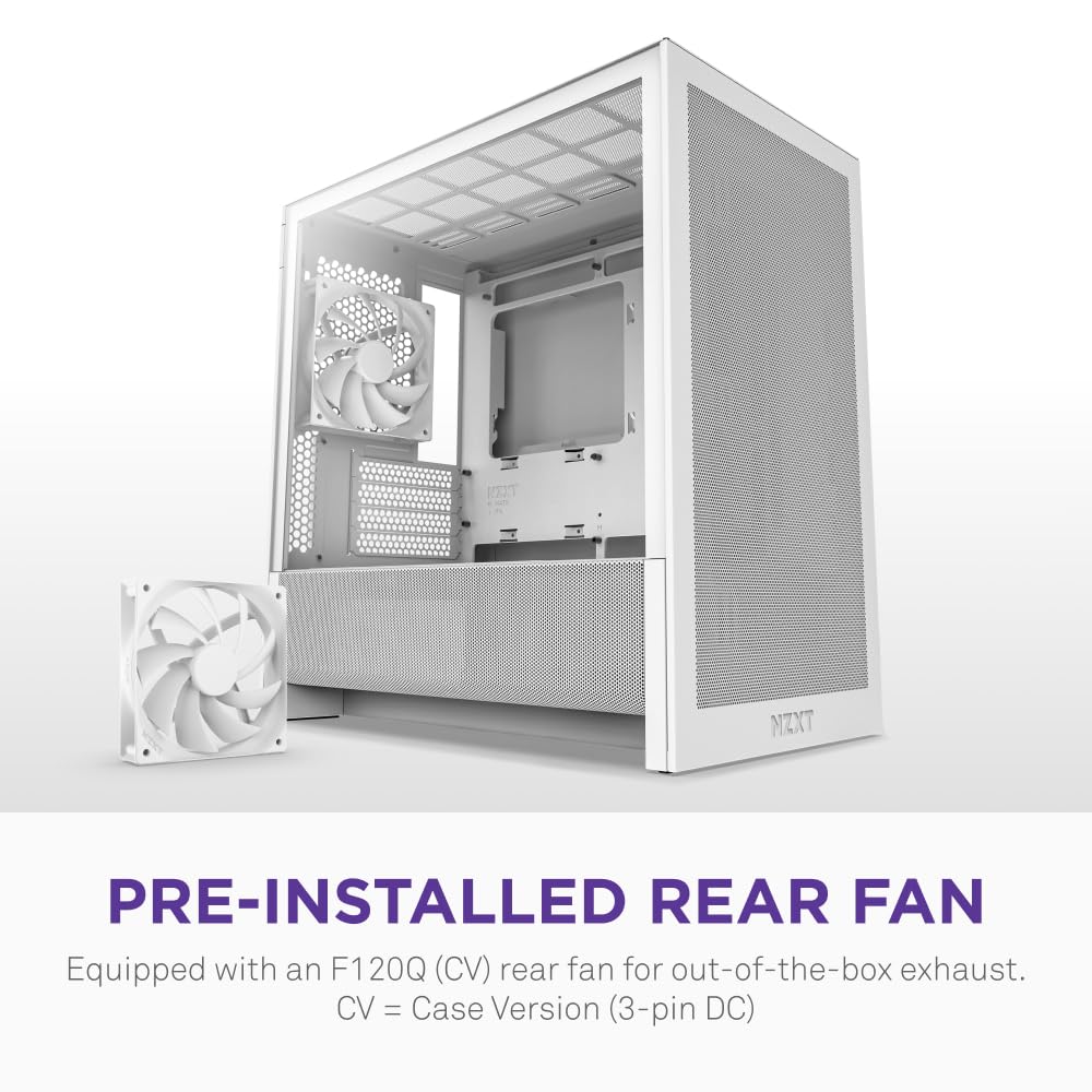 NZXT H3 Flow – Micro-ATX PC Case – Optimized Airflow – Includes 1 x 120mm Rear Fan – Supports Full-Sized GPUs – Fits 280mm Front, 240mm Top Radiator – Back-Connect Motherboard – Black