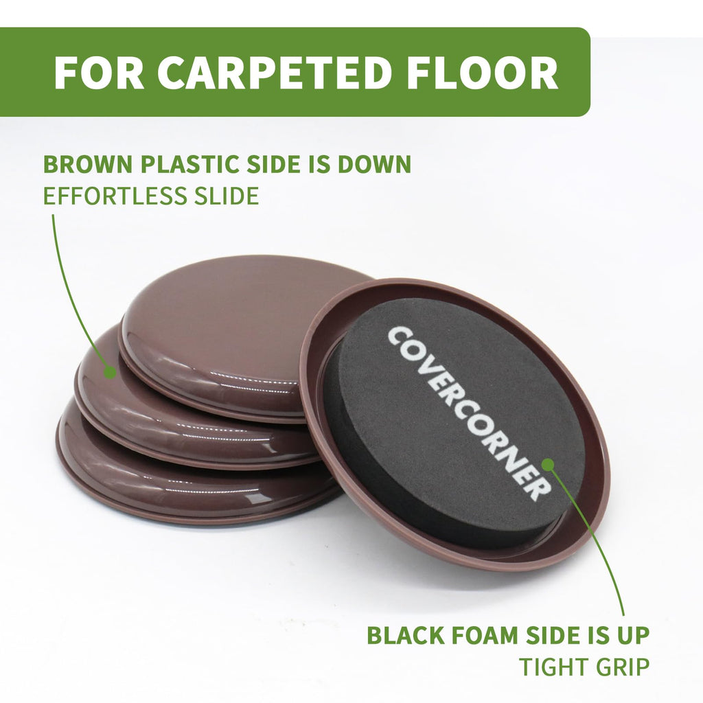 Furniture Sliders for Carpet 4 PCS - 9 1/2 inch Furniture Moving Slider Chair Legs Floors Protectors– Move Your Furniture Easy & Safely (for Carpet)