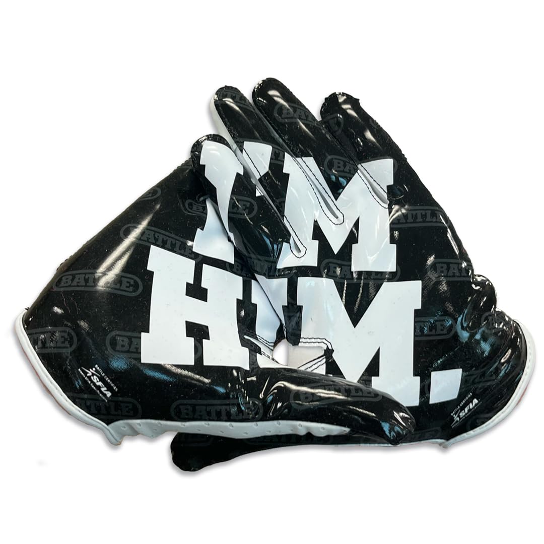 Battle Doom Speed Football Receiver Gloves – Ultra Stick Grip, Compression Fit (Runs Tight – Size Up If Between Sizes), Youth & Adult Football Gloves