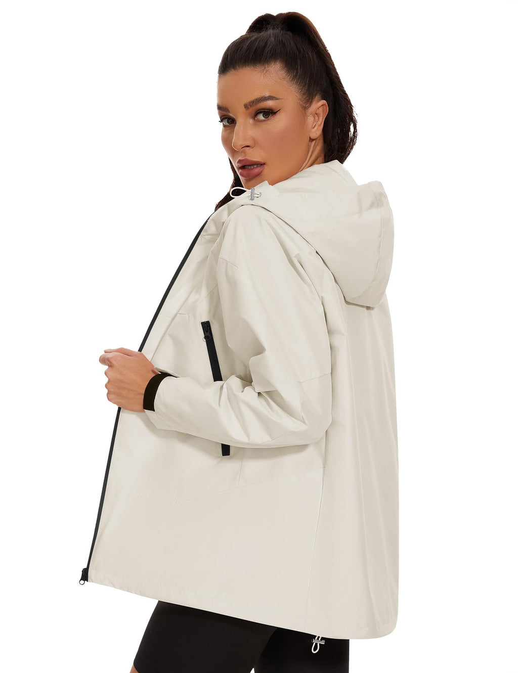 Avoogue Rain Jacket for Women Waterproof Lightweight Rain Coat Hiking Windbreaker Jacket with Hood