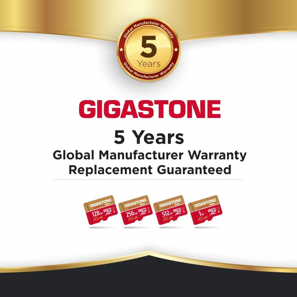 【5-Years Data Recovery】 GIGASTONE 64GB Micro SD Card 5-Pack, 4K Camera Pro, A2 V30 Compatible with Gopro, Dash Cam, DJI, Drone, Security Camera, Speed Up to 95MB/s, UHS-I U3 C10, with Adapter