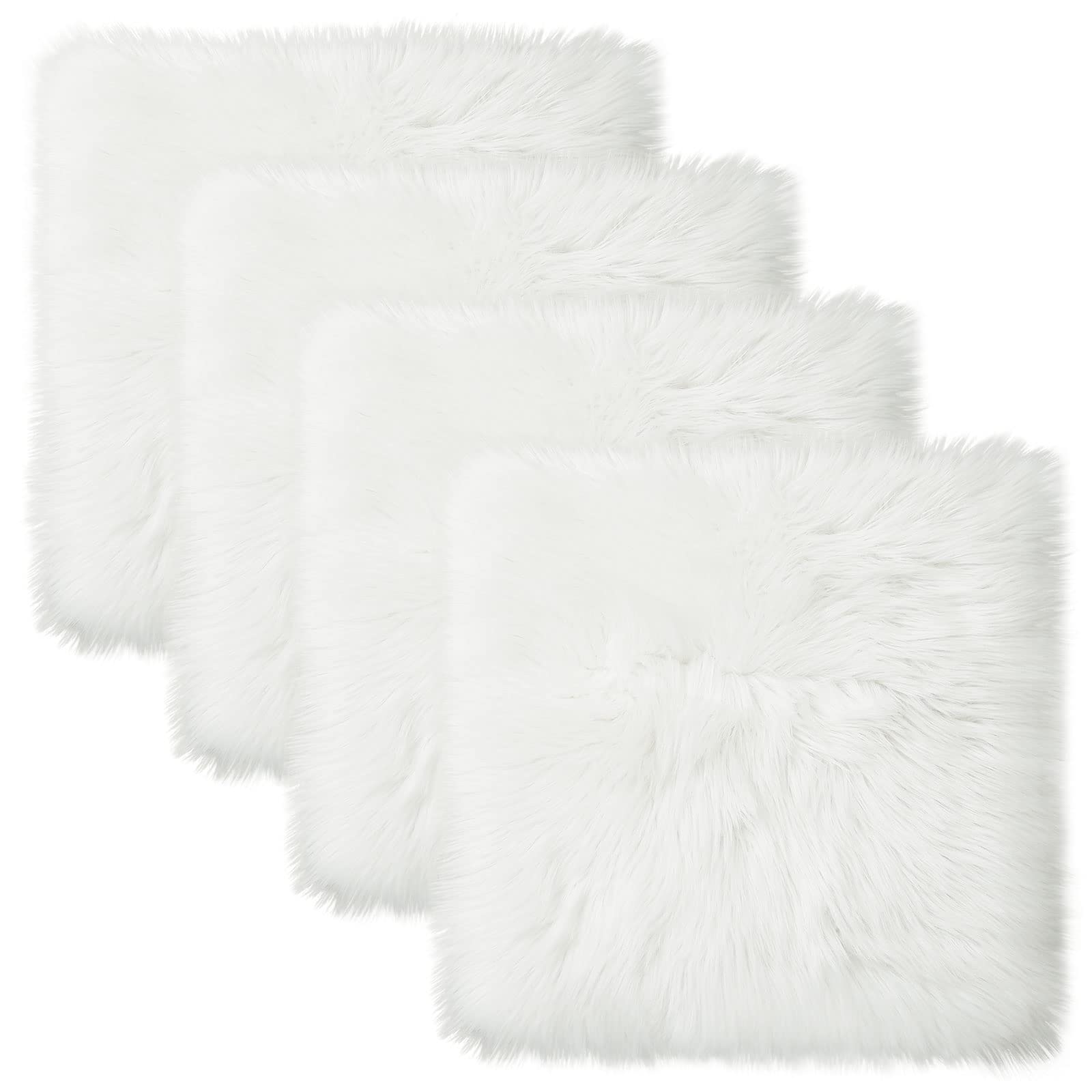 Softlife Black Faux Fur Sheepskin Chair Cover Seats Cushion Pad Super Soft Area Rugs for Living Bedroom Sofa Dorm (1.6ft x 1.6ft)