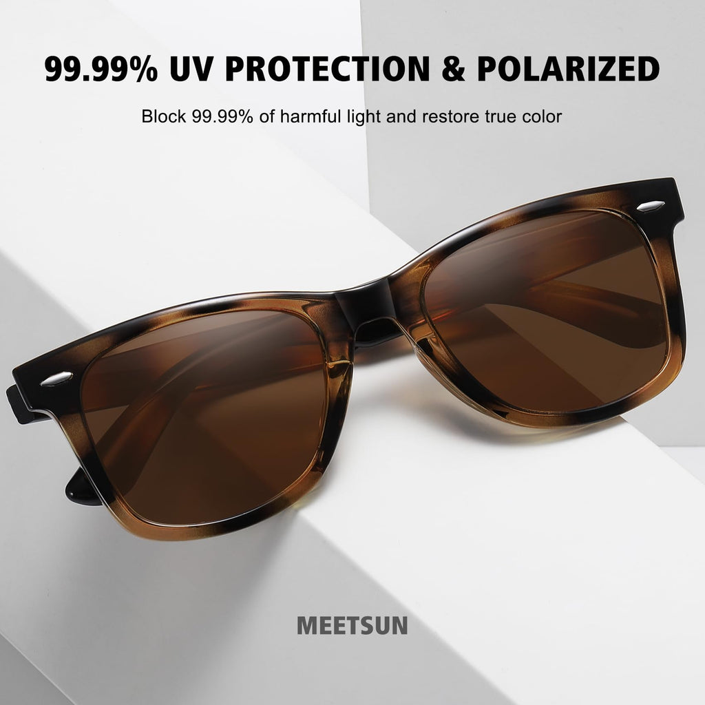 MEETSUN Retro Polarized Sunglasses for Women Men Classic Mirror Lens Driving Trendy Sun Glasses UV Protection (3 Pack)