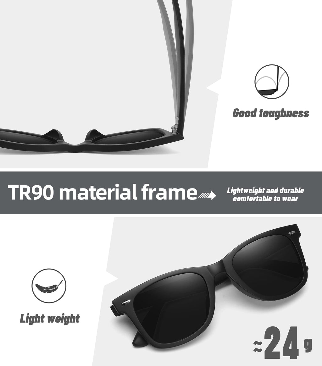 MEETSUN Retro Polarized Sunglasses for Women Men Classic Mirror Lens Driving Trendy Sun Glasses UV Protection (3 Pack)