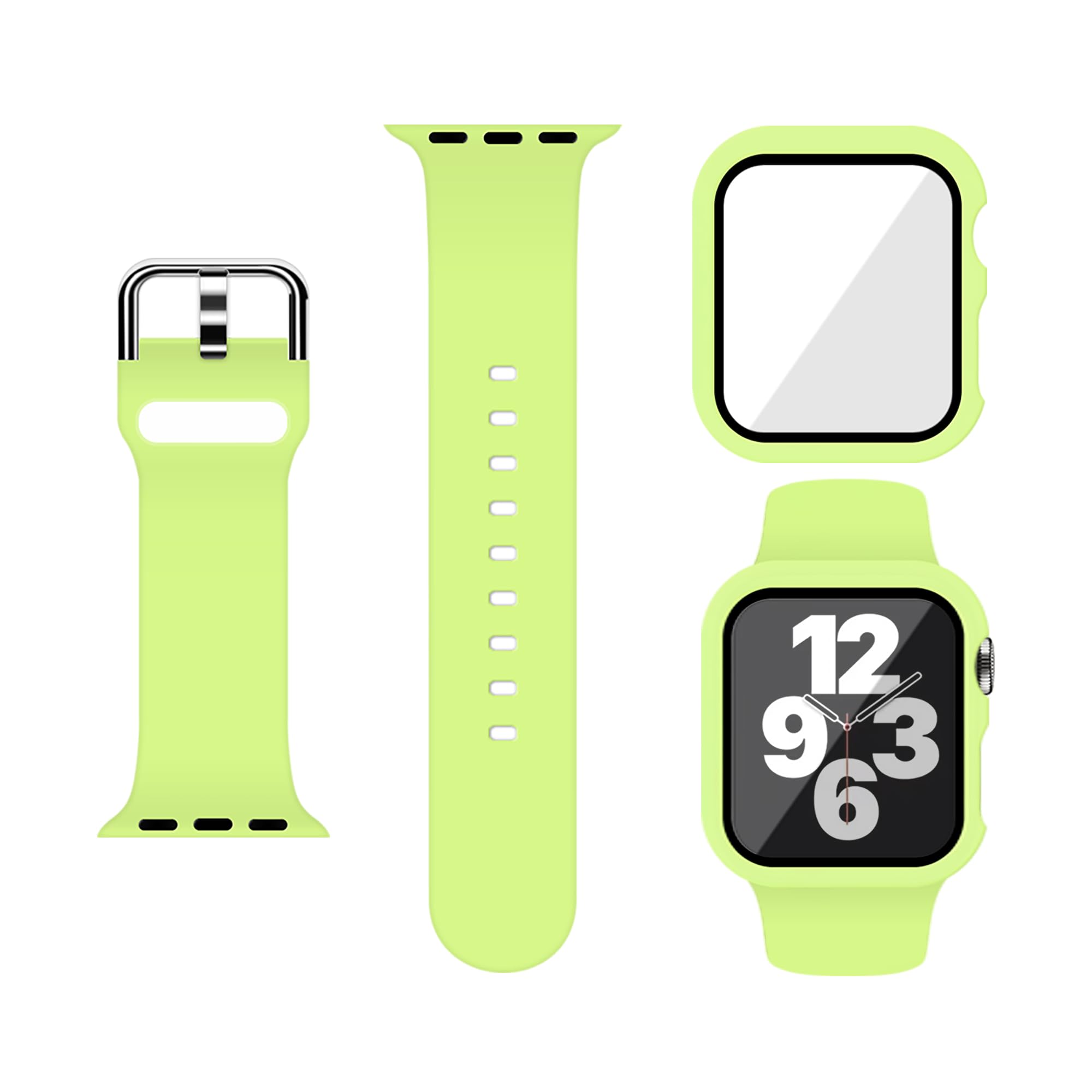 Silicone Sport Band and PC Case with Screen Protector for Apple Watch