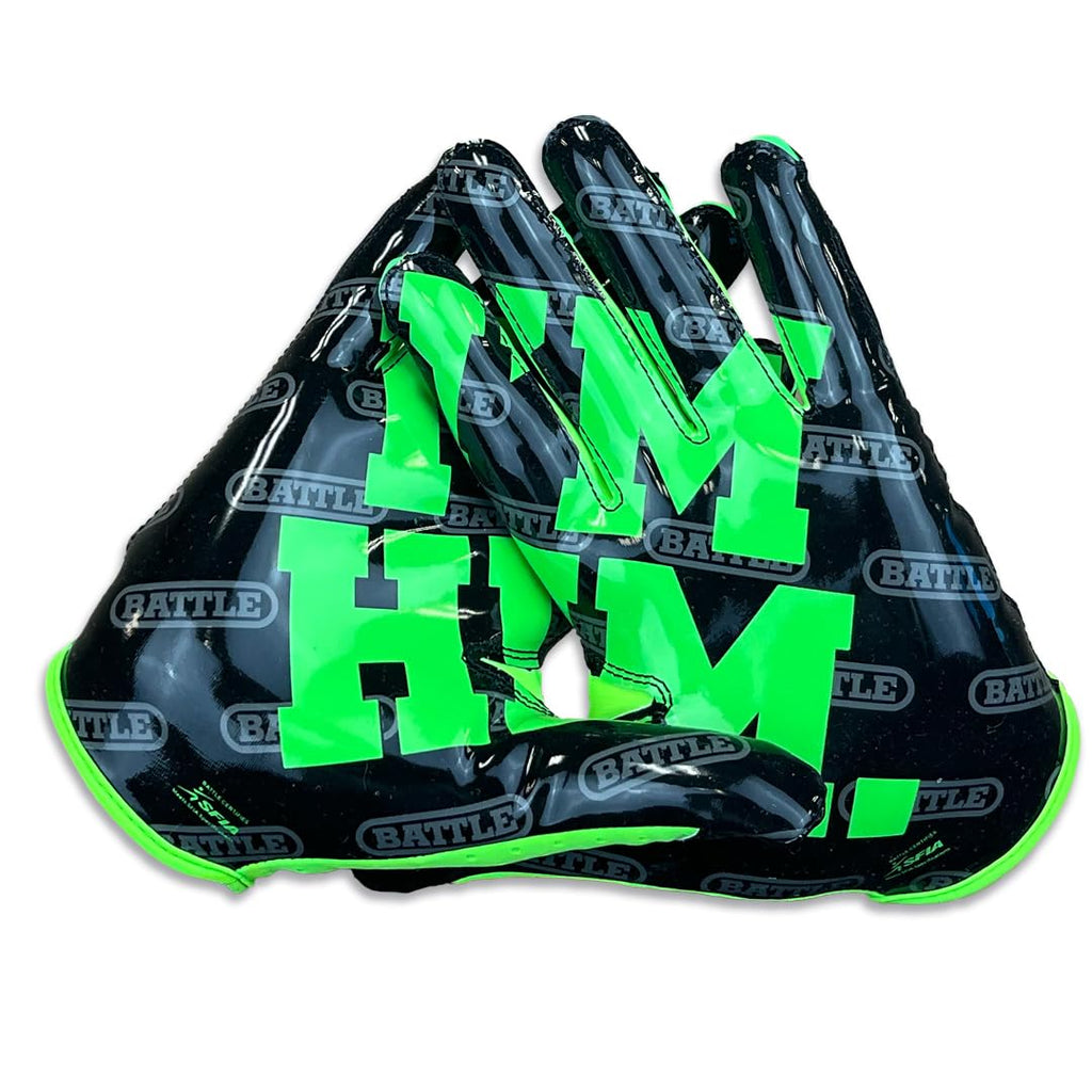 Battle Doom Speed Football Receiver Gloves – Ultra Stick Grip, Compression Fit (Runs Tight – Size Up If Between Sizes), Youth & Adult Football Gloves