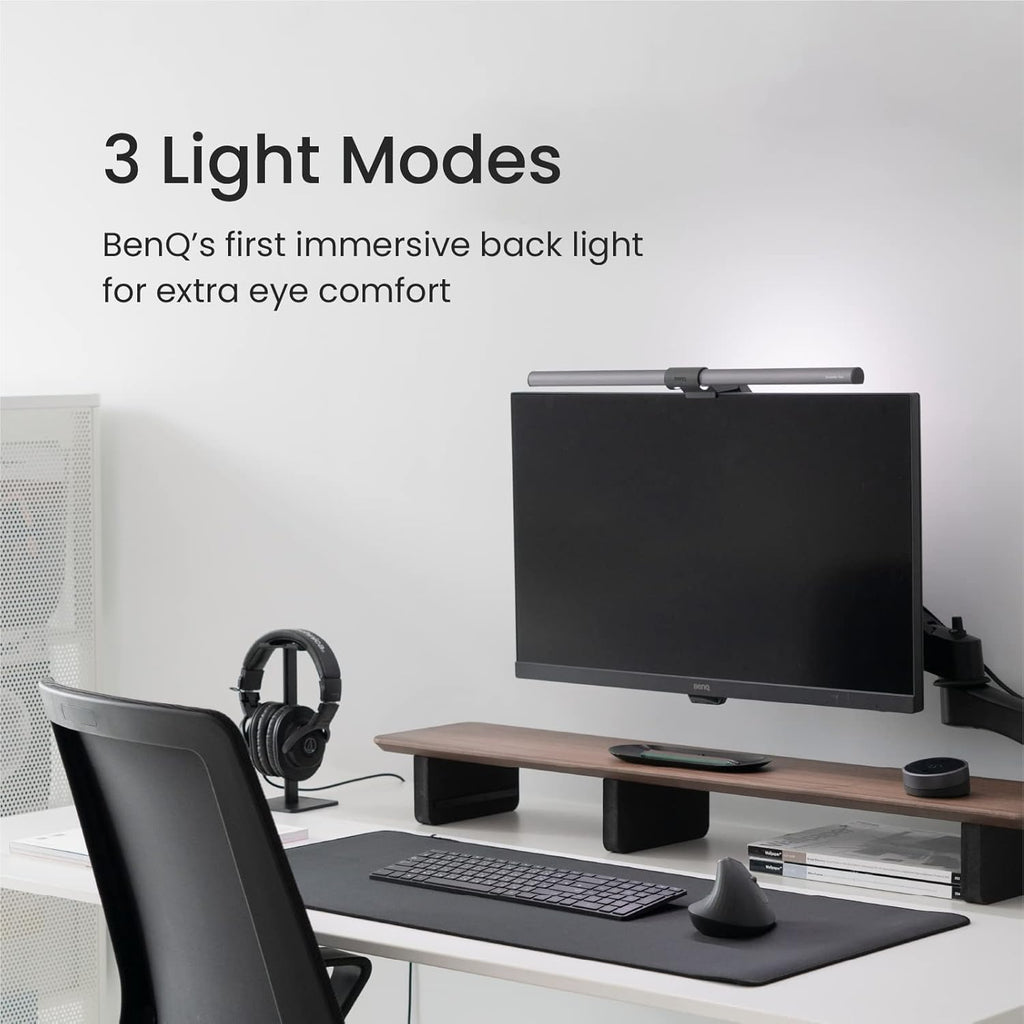 BenQ ScreenBar Halo LED Monitor Light Bar - Wireless Controller, Backlight, Adjustable Brightness/Color Temperature, Eye-Care Light Bar, No Screen Glare, Space-Saving, USB Powered Lamp