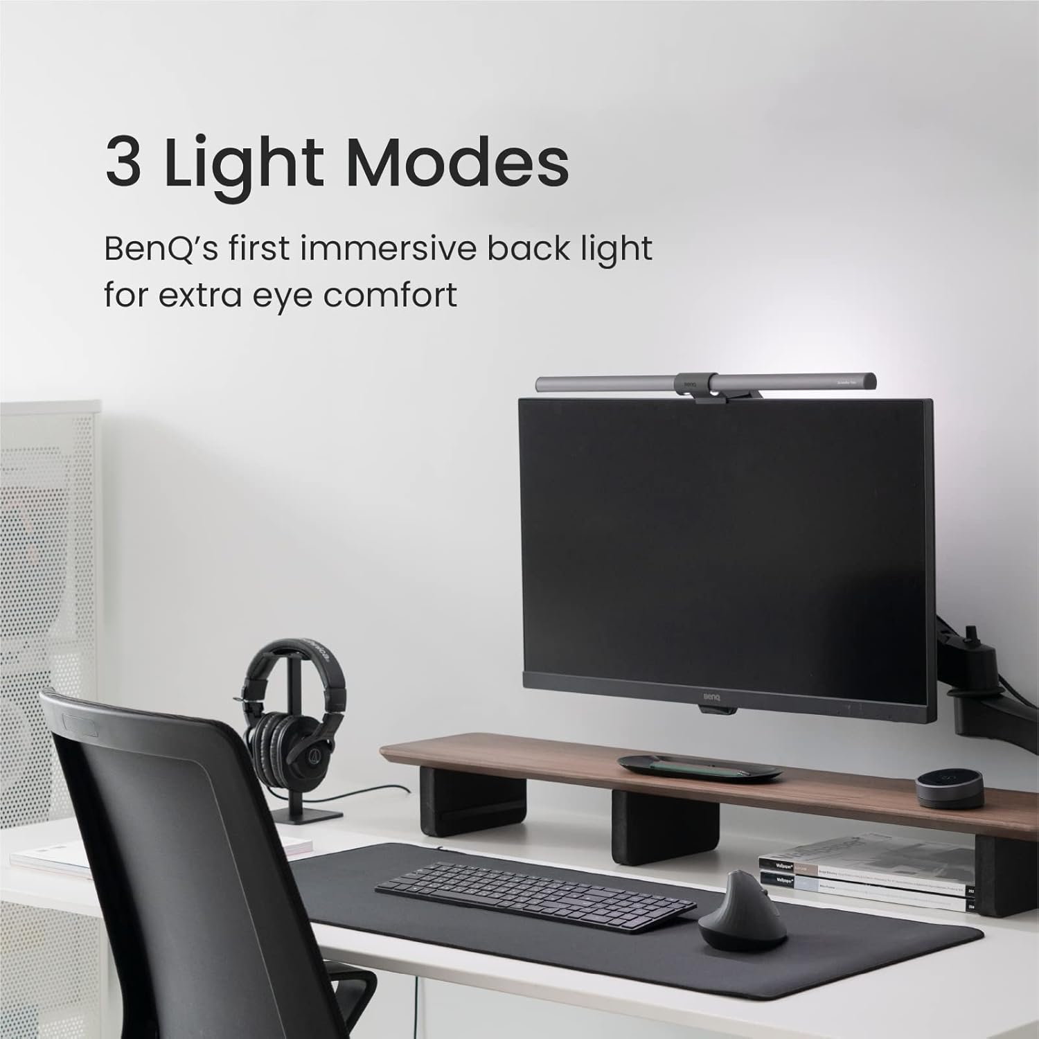 BenQ ScreenBar Halo LED Monitor Light Bar - Wireless Controller, Backlight, Adjustable Brightness/Color Temperature, Eye-Care Light Bar, No Screen Glare, Space-Saving, USB Powered Lamp