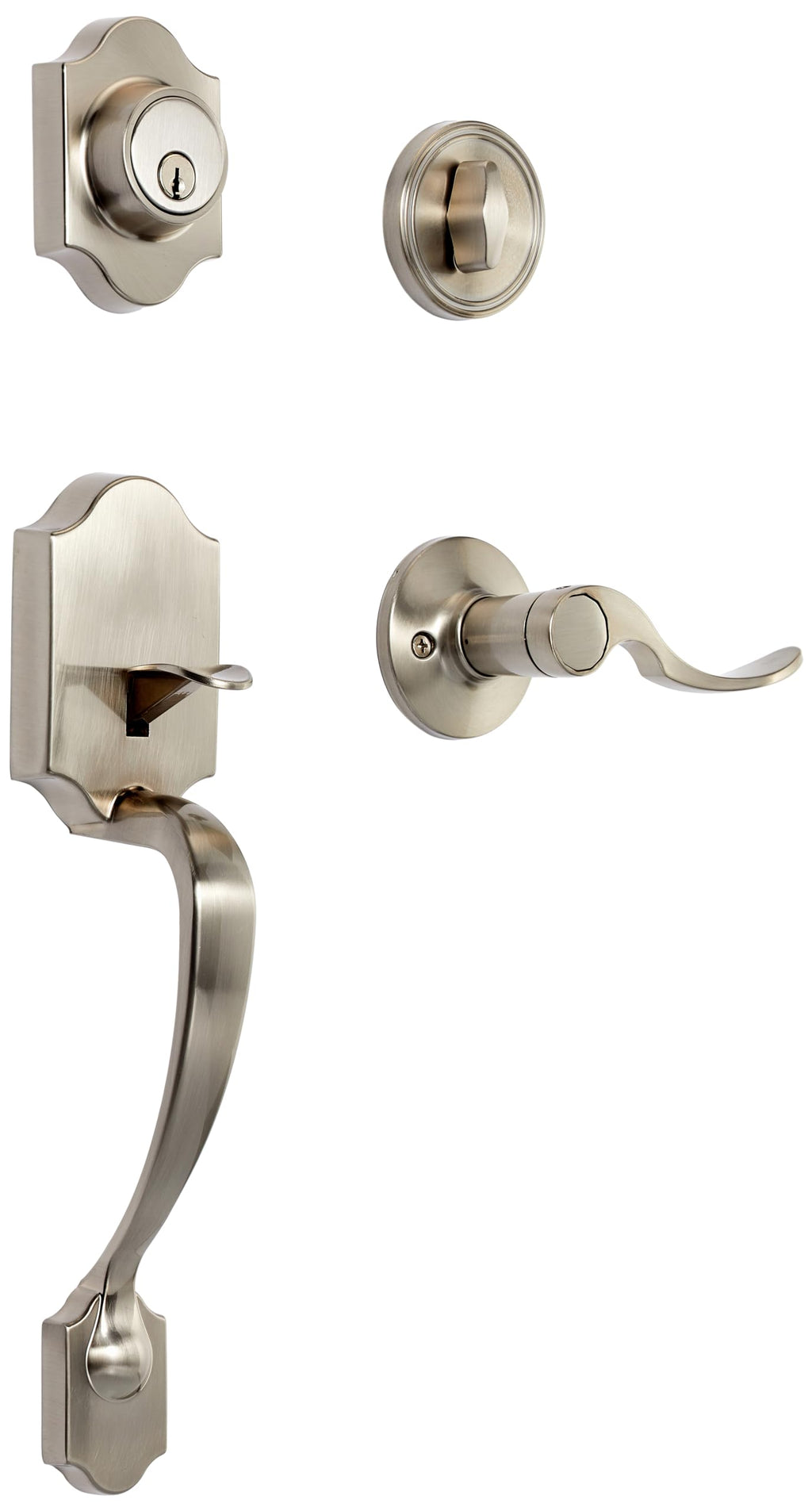 Amazon Basics Front Door Lock Set, Handleset with Shelby Lever, Single Cylinder, Easy to Install, Oil Bronze, Grade-3 Security