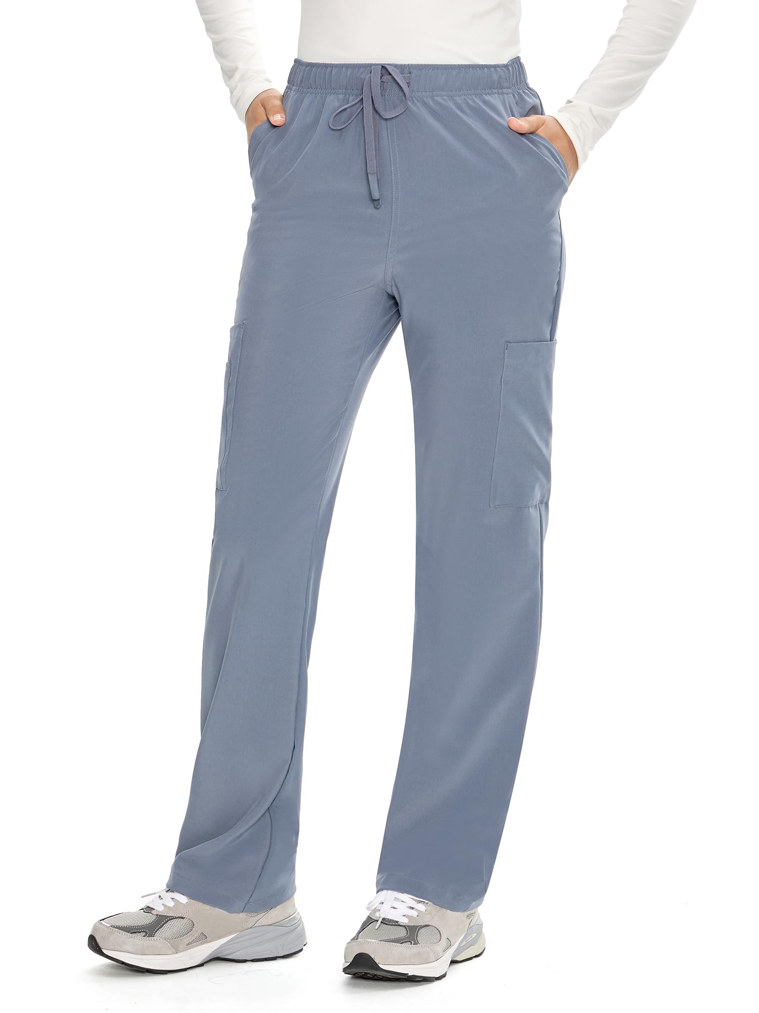 COZYFIT Straight Leg Scrub Pants for Women, Drawstring Soft Stretch, Anti-Wrinkle Women's Scrub Pants with 6 Pockets