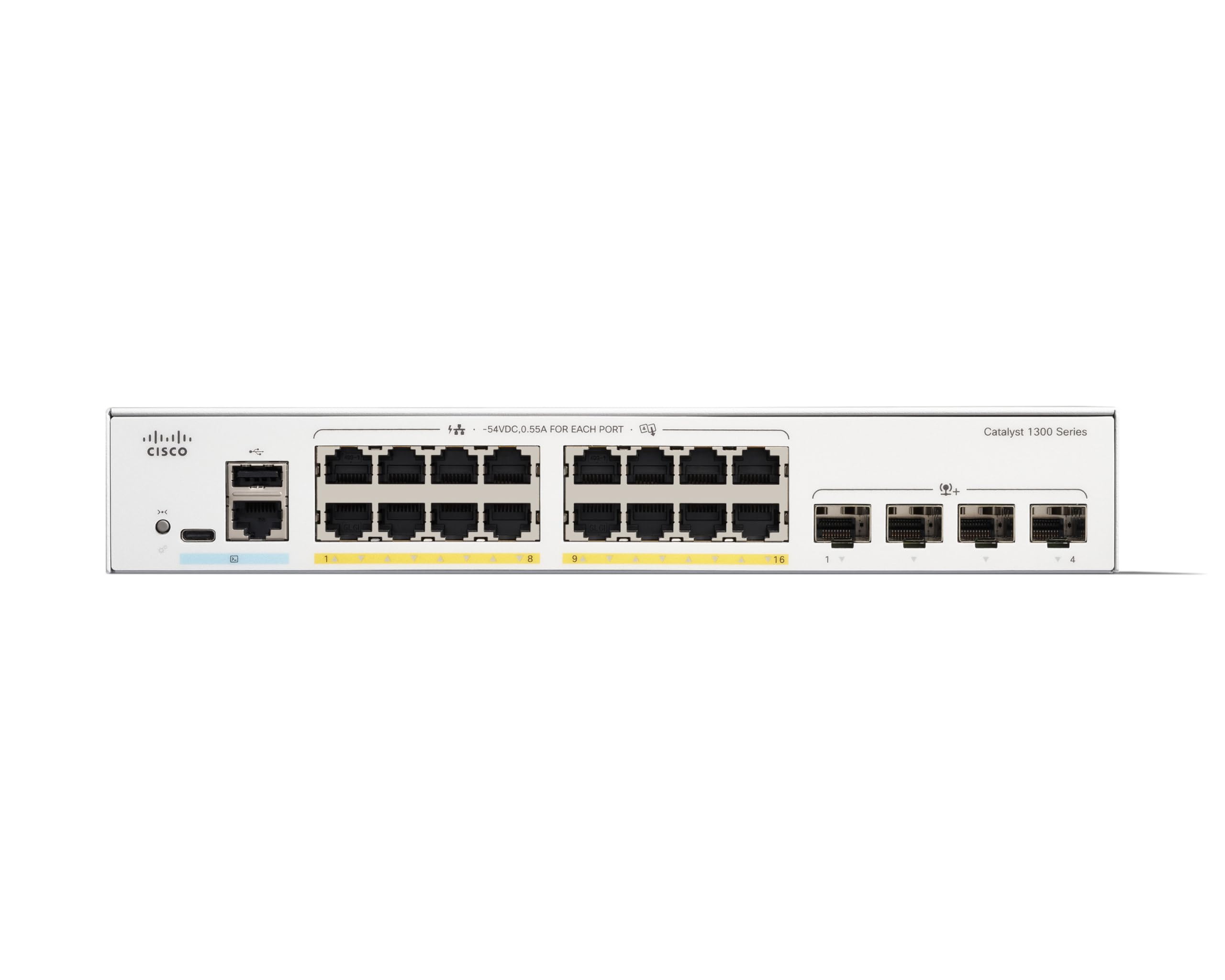 Cisco Catalyst 1300-16XTS Managed Switch, 8 Port 10G Copper, 8x10GE SFP+, Limited Lifetime Protection (C1300-16XTS)