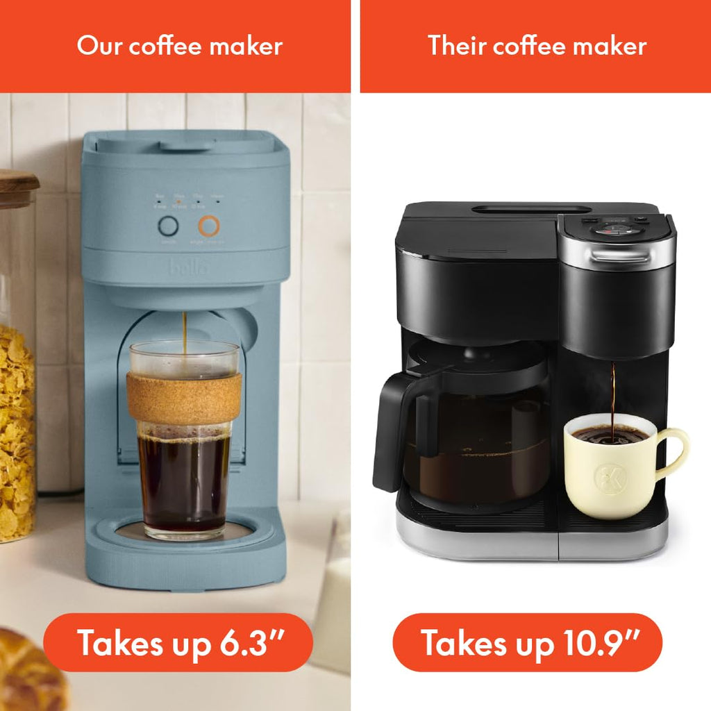 BELLA VersaBrew 2-in1 Coffee Maker, K-Cup compatible, Brew 3 Sizes Carafes & Single Serve Cups, Dishwasher Safe Reusable Filter & Filter Holder, Iced Coffee Function, 60oz Tank, Blossom