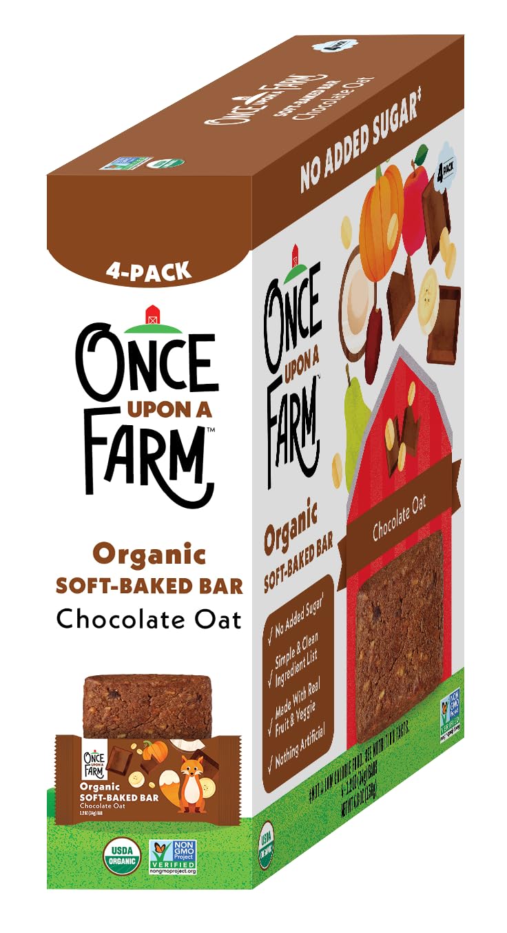 Once Upon A Farm Soft-Baked Bars, Apple & Oat, Kosher, USDA Certified Organic, Non-GMO, 4 Count, 4.8 Ounce (Pack of 8)