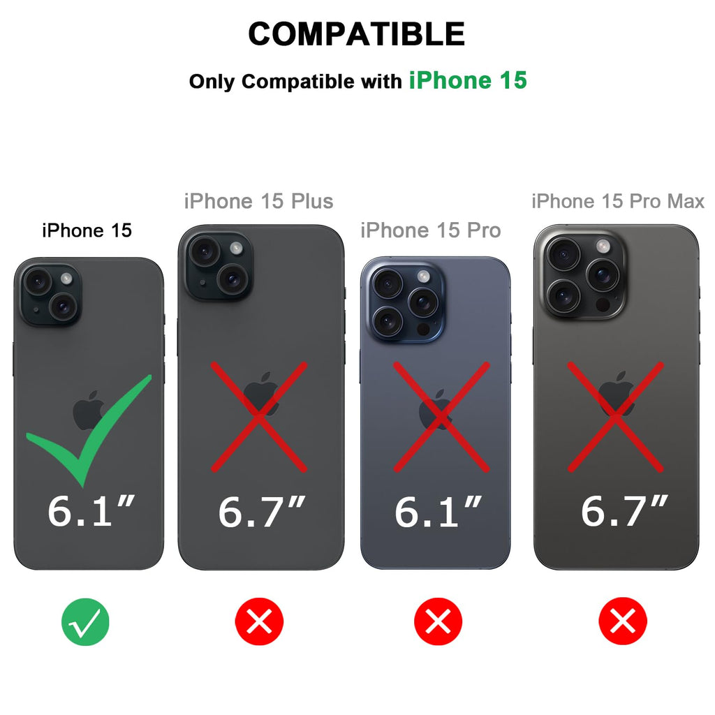 TENDLIN Compatible with iPhone 15 Case Wood Grain with Carbon Fiber Texture Design Leather Hybrid Slim Case (Black)