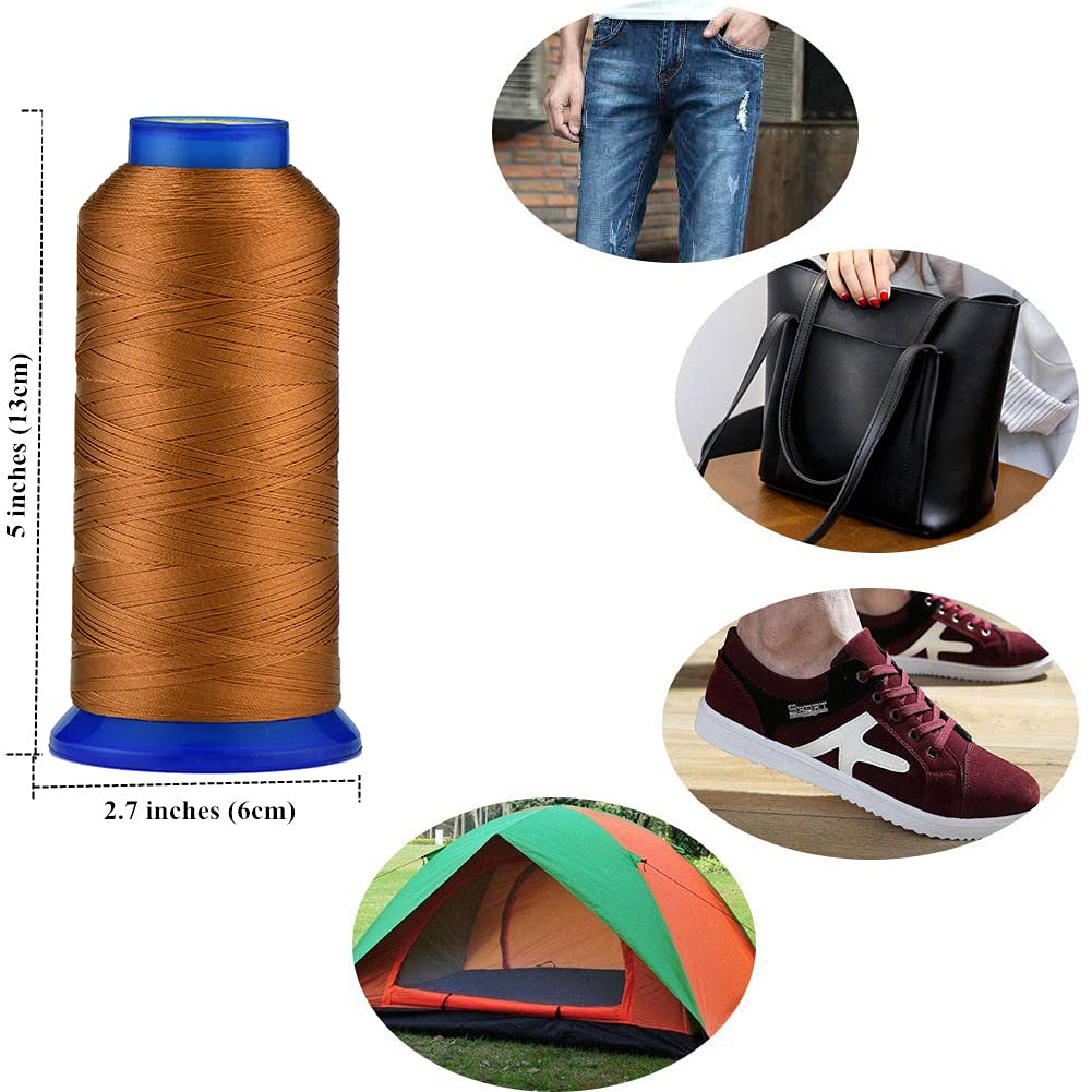 Selric UV Resistant High Strength Polyester Thread #69 T70 Size 210D/3 for Upholstery, Outdoor Market, Drapery, Beading, Purses, Leather （(Light) Yellow）