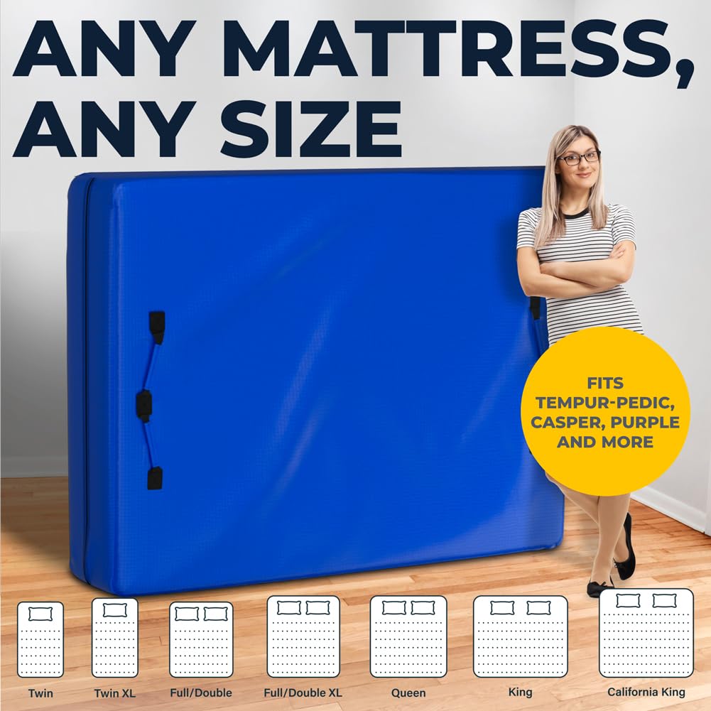 Bolsoni Twin XL Size Mattress Bags for Moving and Storage | Extra Thick Heavy Duty Reusable Mattress Cover Protector Tarp with Premium Strong Zipper and 8 Patented Easy to Carry Handles