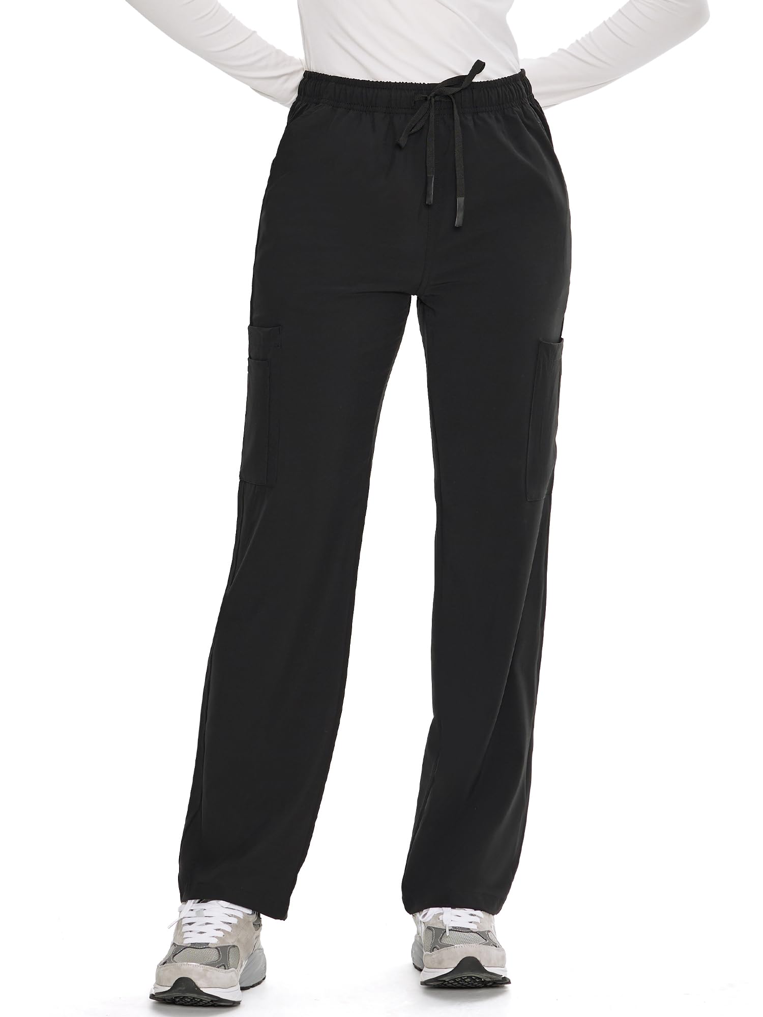 COZYFIT Straight Leg Scrub Pants for Women, Drawstring Soft Stretch, Anti-Wrinkle Women's Scrub Pants with 6 Pockets