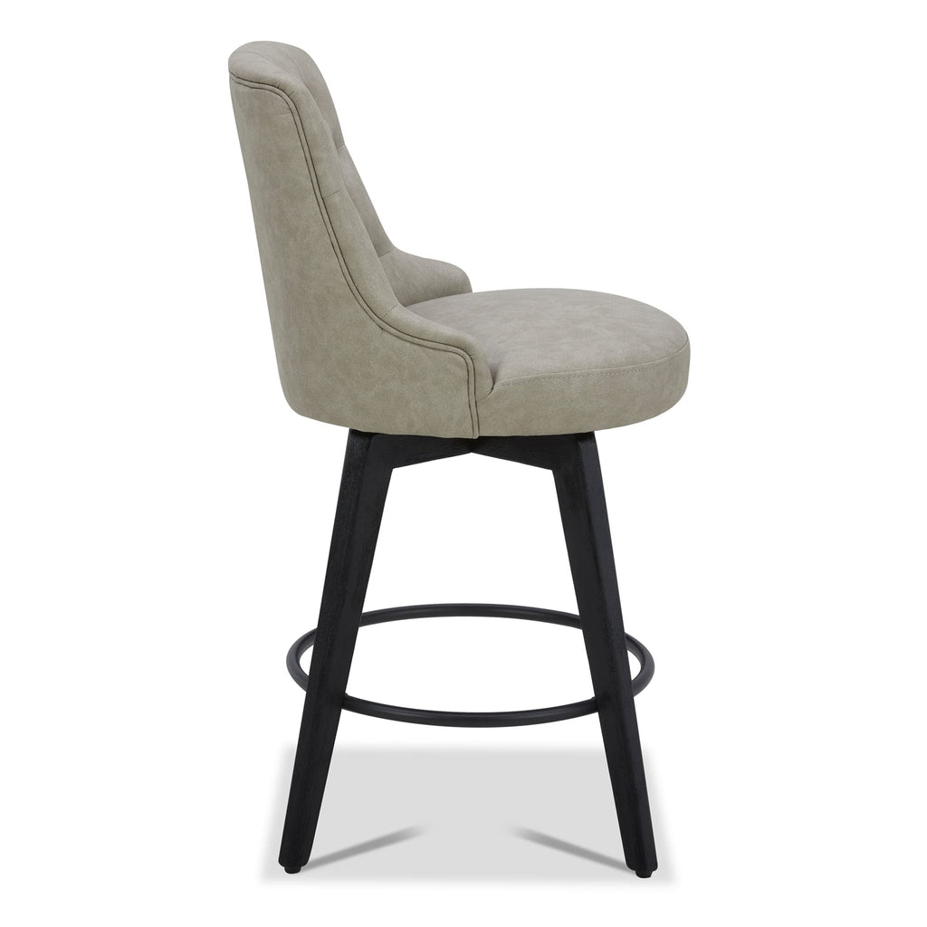 Watson & Whitely Counter Height Bar Stools, Performance Fabric Upholstered Modern Swivel Barstool with Back, Solid Wood Legs, 26" H Seat, Flint Grey