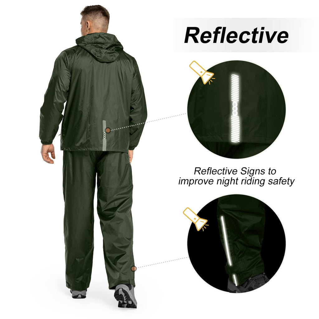 33,000ft Men's Rain Suit Packable Waterproof Lightweight Rain Gear for Golf Hiking Cycling 2 Pieces(Rain Jackets and Pants)