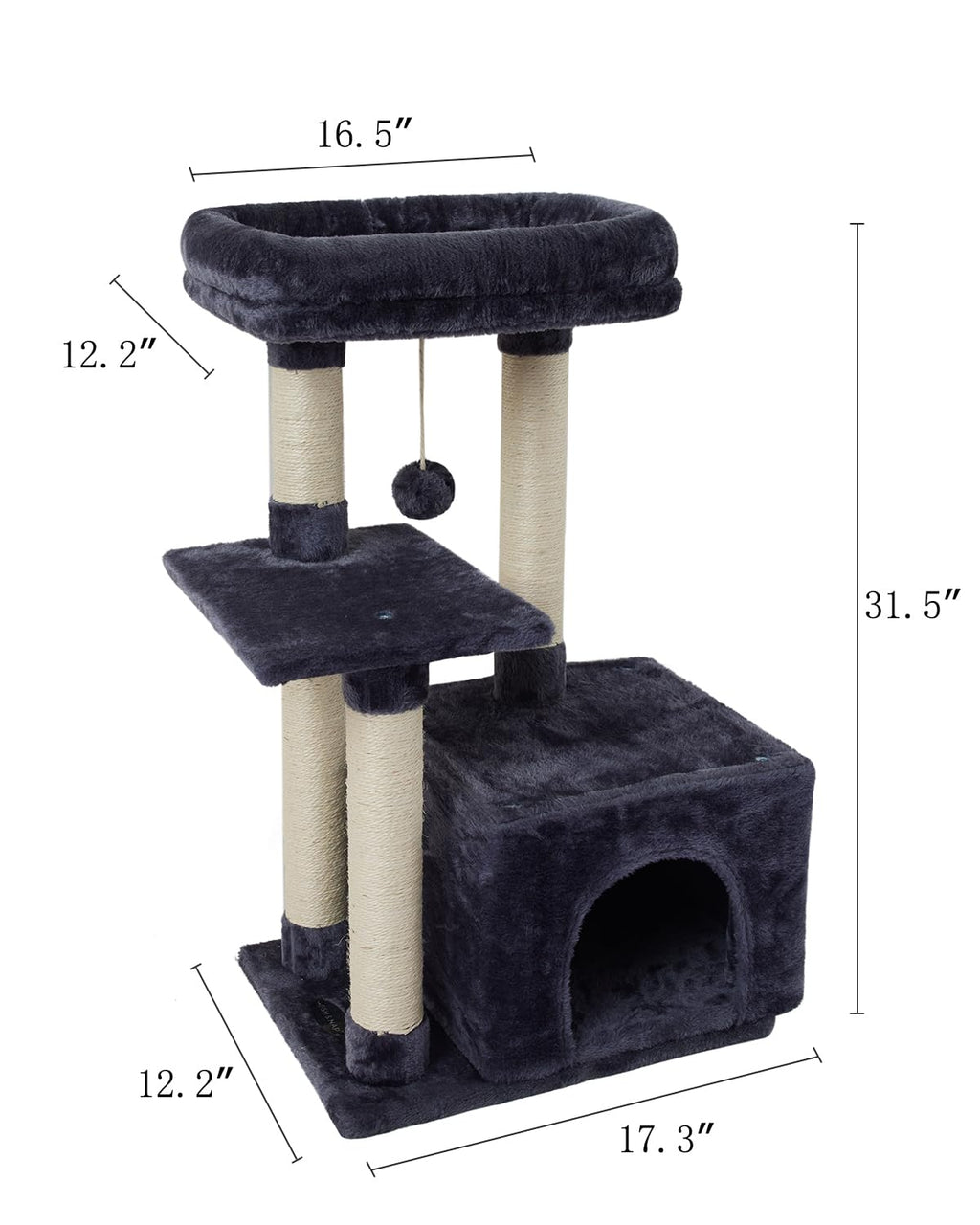 FISH&NAP Cute Cat Tree Kitten Cat Tower for Indoor Cat Condo Sisal Scratching Posts with Jump Platform Cat Furniture Activity Center Play House Beige