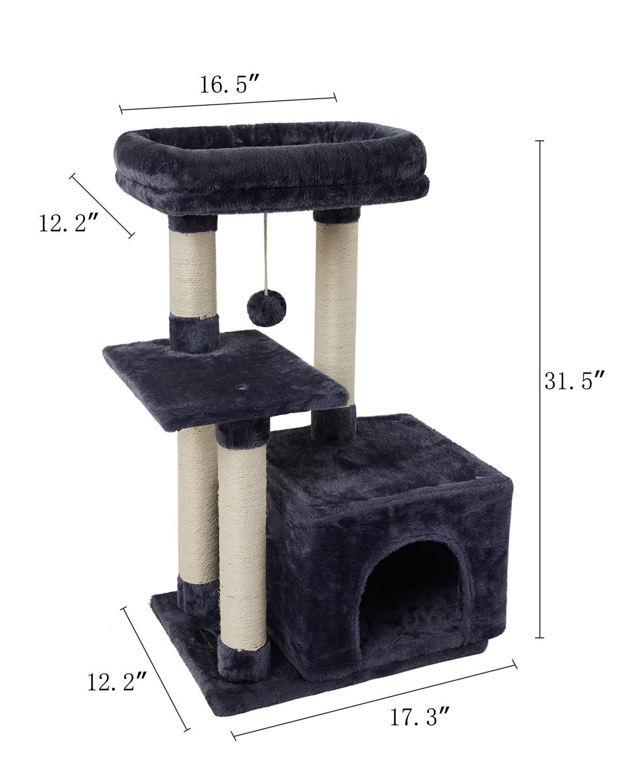 FISH&NAP Cute Cat Tree Kitten Cat Tower for Indoor Cat Condo Sisal Scratching Posts with Jump Platform Cat Furniture Activity Center Play House Beige