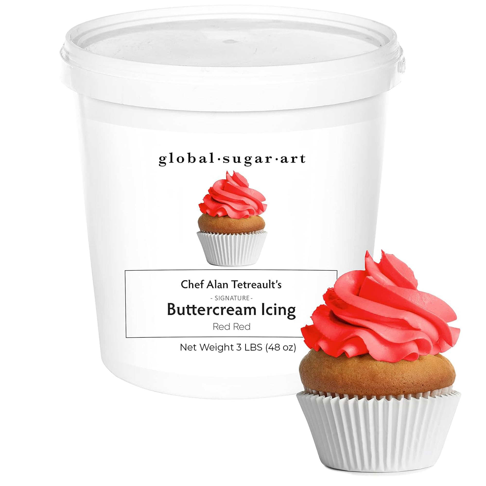 Black Buttercream Frosting for Cake Decorating – Firm Icing for Cakes & Cupcakes, 3 Pound Tub by Global Sugar Art/Chef Alan Tetreault (Midnight Black, 3 Pound)