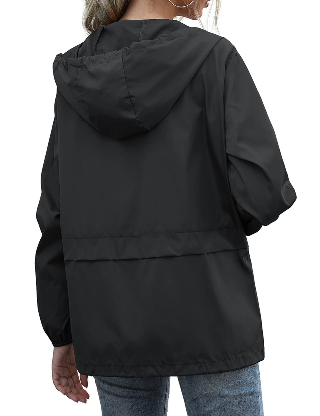 Women's Raincoats Lightweight Waterproof Windproof Adjustable Windbreaker Rain Jackets Hooded with Pockets S-XXL