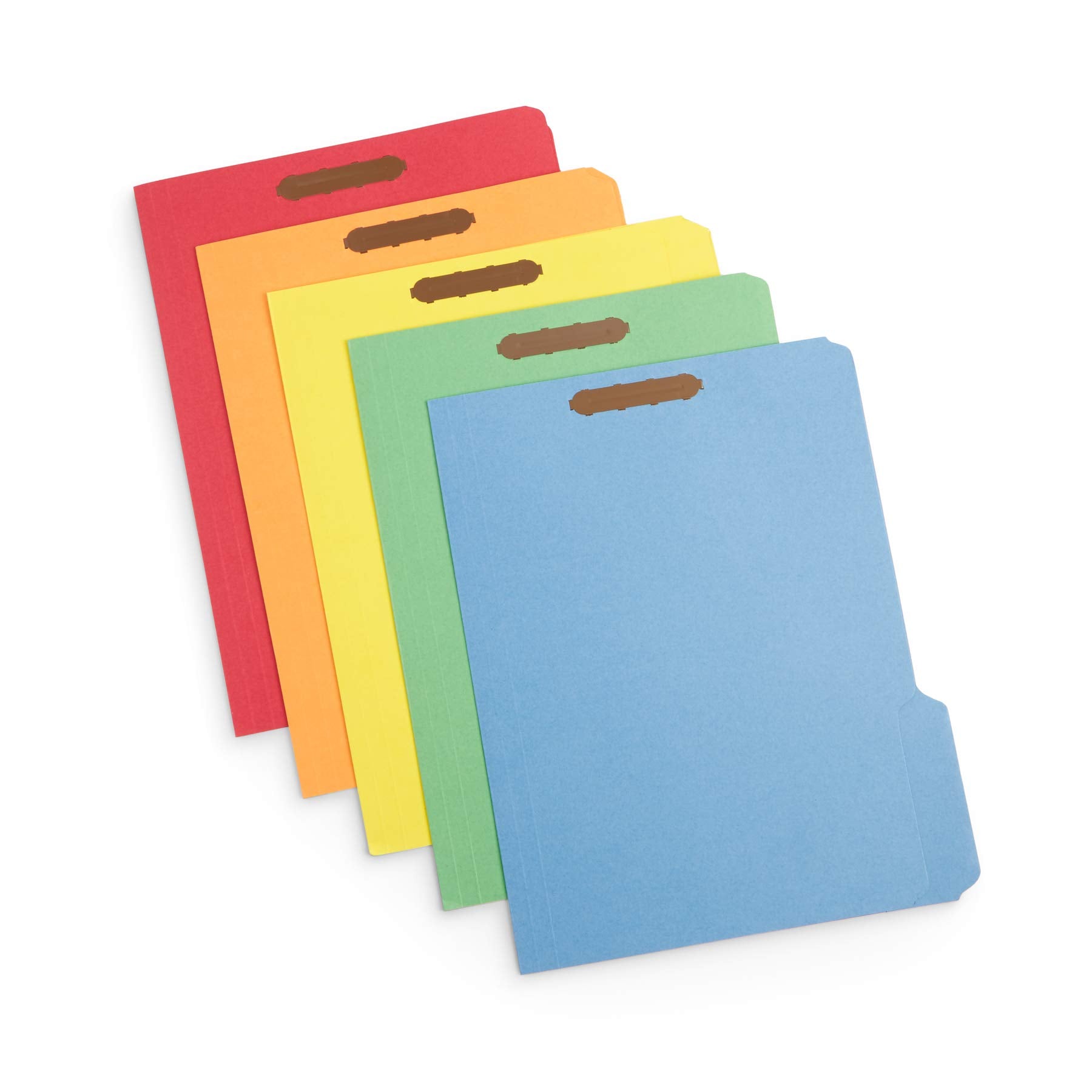 50 Fastener File Folders, File Folders with Fastener 1/3 Cut Reinforced Tab, Durable 2 Prongs for Medical Files, Law Client Files, or Office Reports, Letter Size, Assorted Colors, 50 Pack