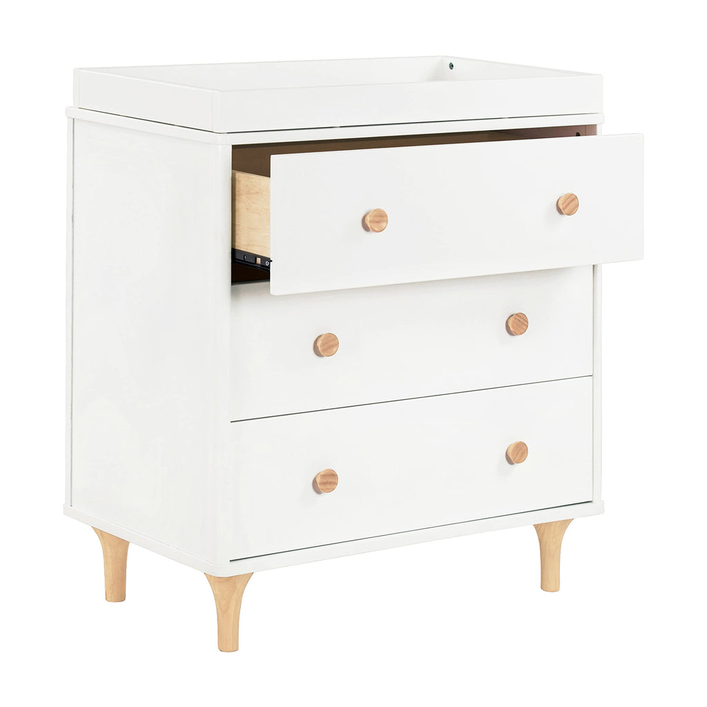 Babyletto Lolly 3-Drawer Changer Dresser with Removable Changing Tray in Natural Walnut, Greenguard Gold Certified