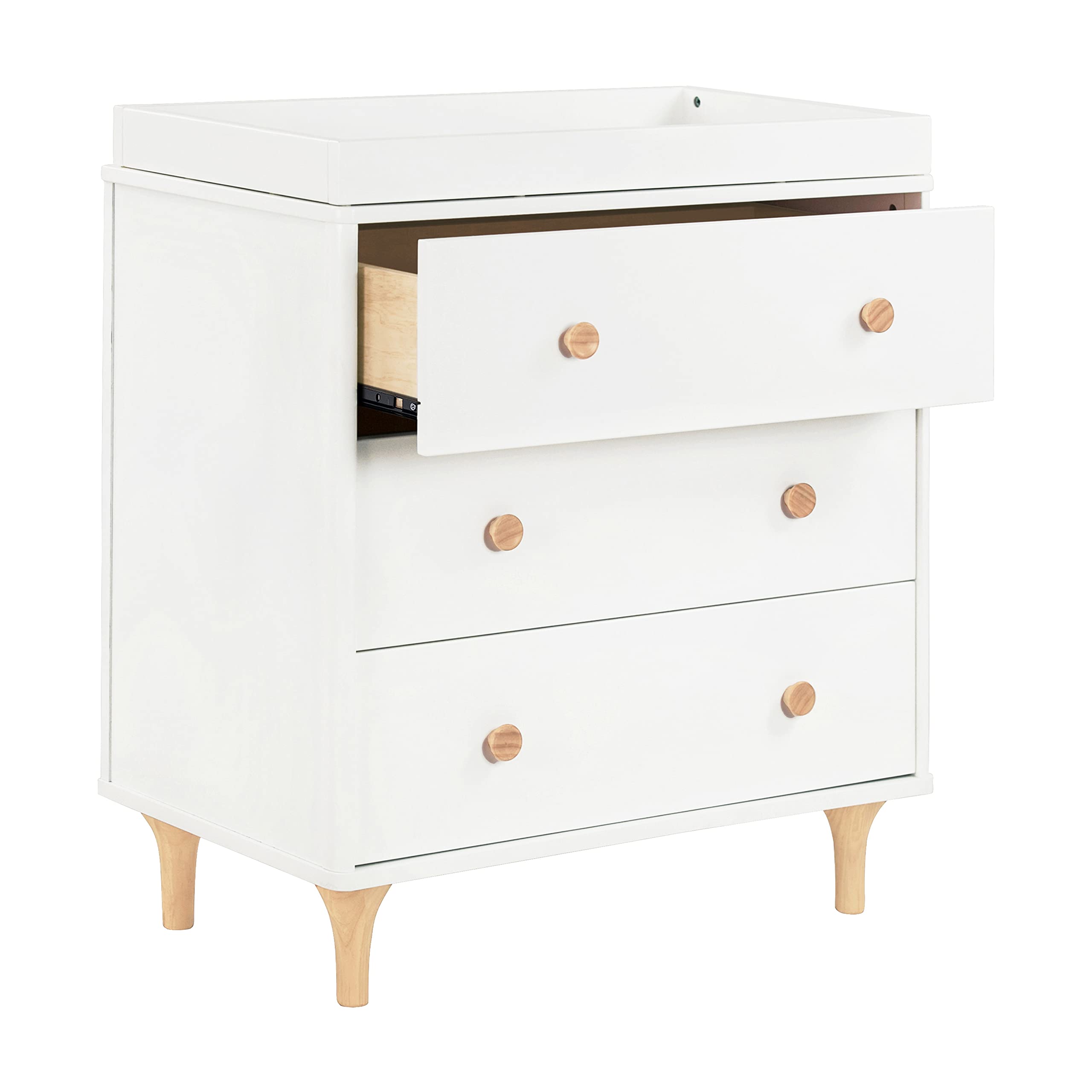 Babyletto Lolly 3-Drawer Changer Dresser with Removable Changing Tray in Natural Walnut, Greenguard Gold Certified