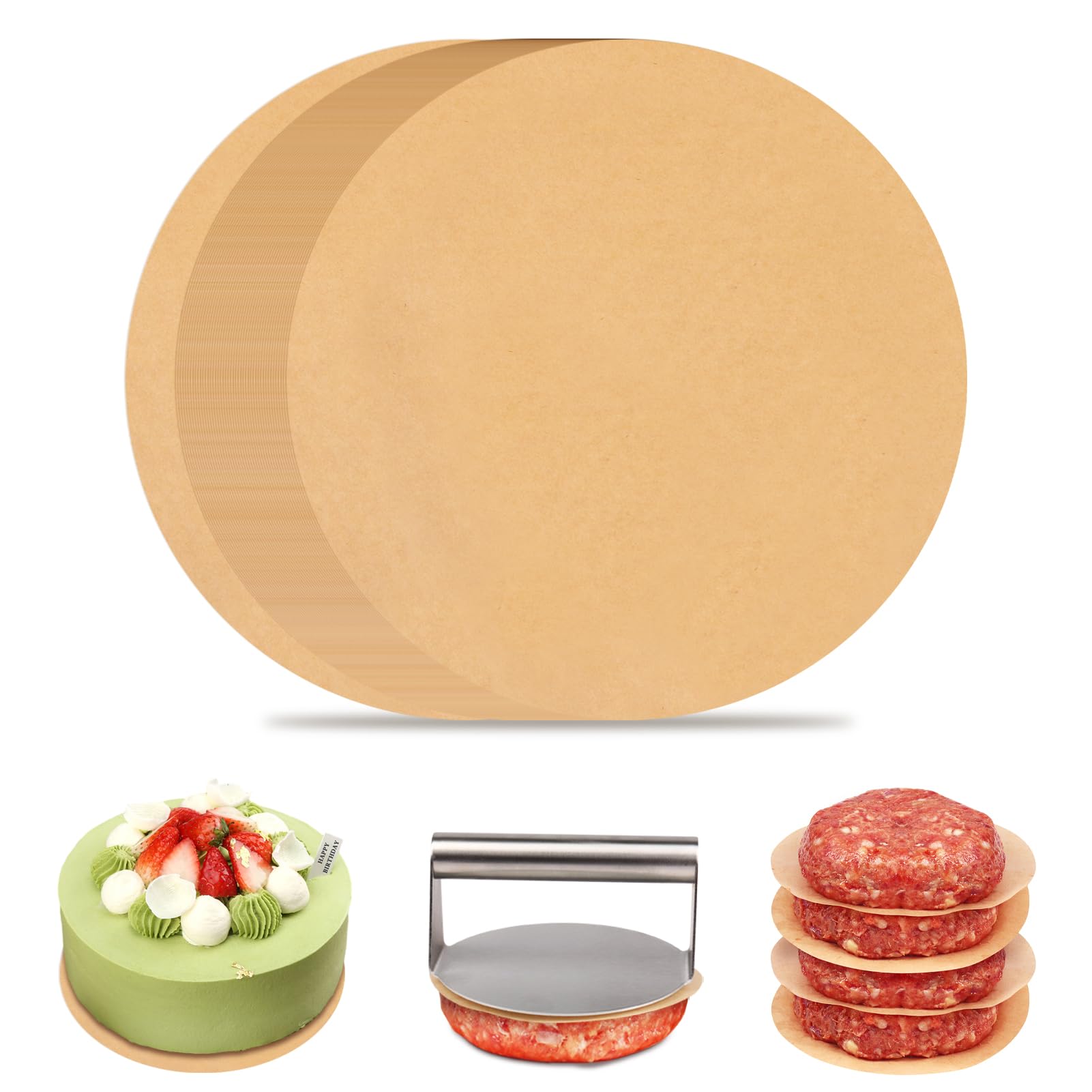 BOYAN 6 Inch Parchment Paper Rounds, Set of 220, Hamburger Patty Paper/Burger Press Paper, Non Stick Small Pre-cut Round Parchment Paper for Cake Pan, Springform Pan, Burger Patty Maker and More