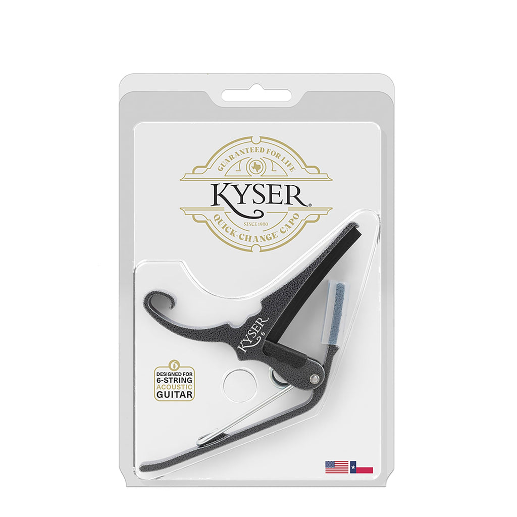 Kyser Musical Products Quick-Change Guitar Capo, KG6ABA, Abalone - For 6-String Acoustic Guitars, Made in USA, Quality, Strong, Lightweight, Quick & Easy Key Changes, Innovative, Perfect Fit