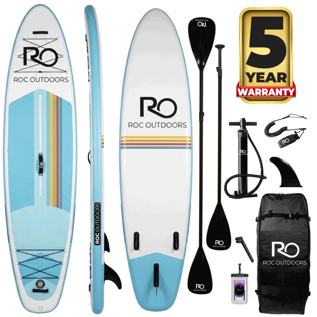 Roc Inflatable Stand Up Paddle Board 10' 6" with Premium SUP Paddle Board Accessories, Wide Stable Design, Non-Slip Comfort Deck for Youth & Adults