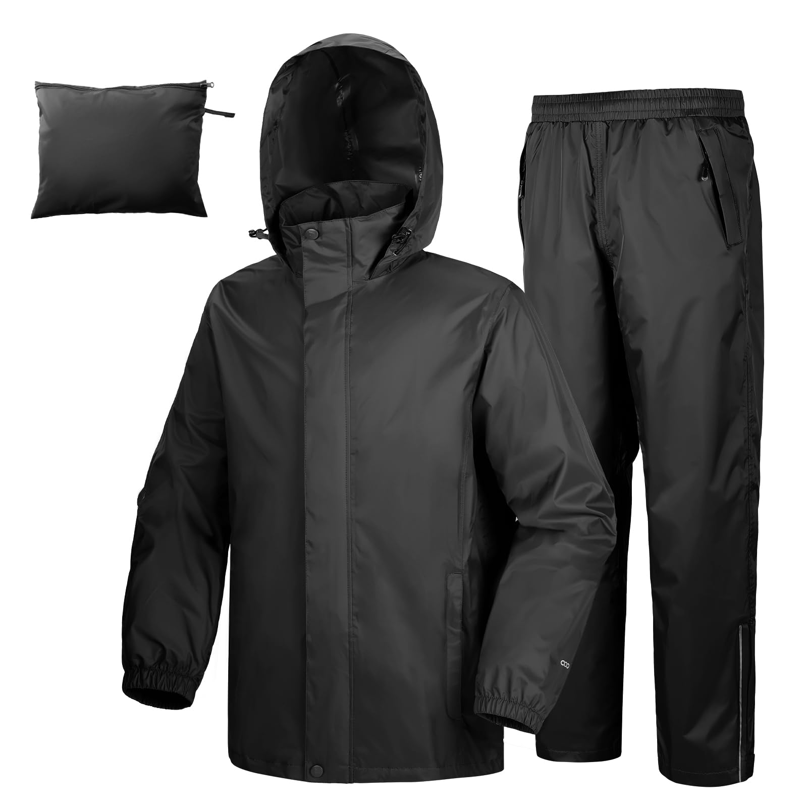 33,000ft Men's Rain Suit Packable Waterproof Lightweight Rain Gear for Golf Hiking Cycling 2 Pieces(Rain Jackets and Pants)