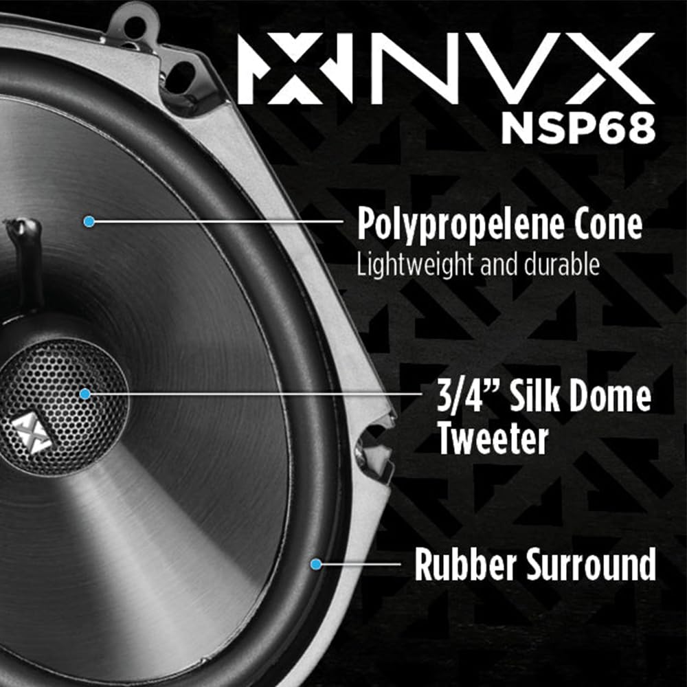 NVX NSP35 3.5" Car Speakers, 200W Max, 70W RMS, 2-Way Coaxial w/Silk Dome Tweeters & Built-in X-Overs, Easy to Install in Cars/Trucks/Doors (Pair)