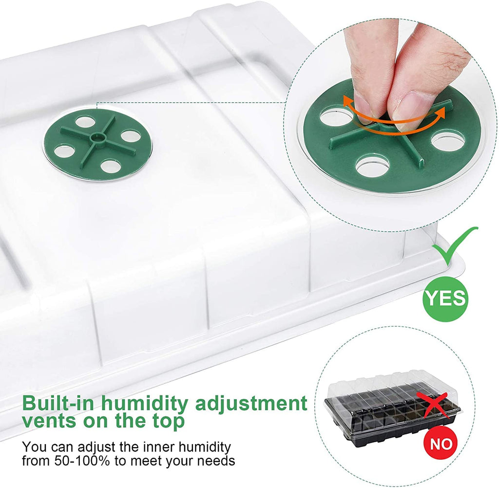 MIXC Seed Starter Tray with Lights, 2 Packs Mini Propagator Plant Grow Kit Greenhouse with Humidity Vented Domes and Base for Seeds Starting, Black