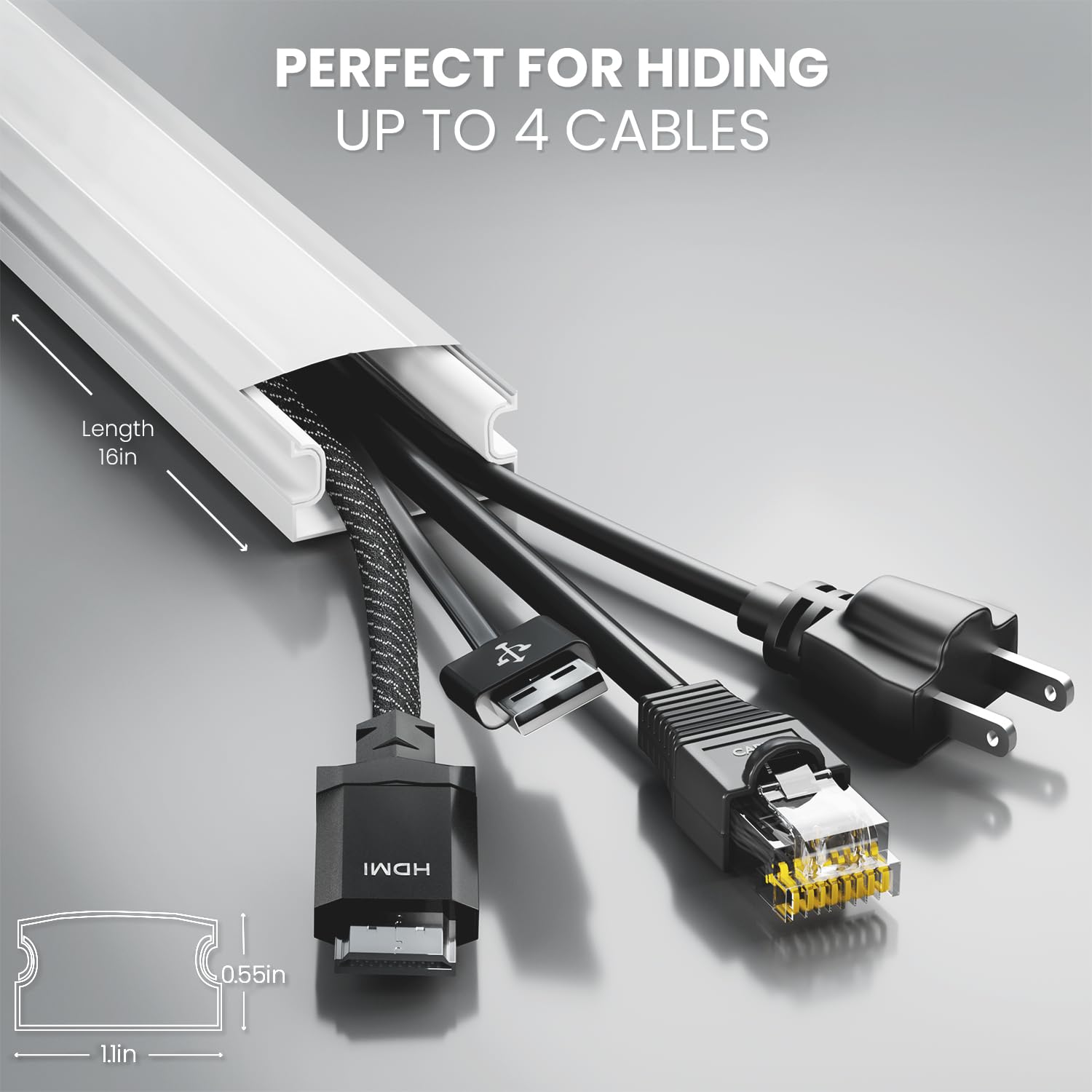 Cord Covers for Wires on Wall - 150in Cable Management Cable Hider - Cord Hiders for TV On Wall - Paintable Cable Concealer - Wire Covers for Cords - 10X (L16 x W0.95 x H0.5) - Medium | Beige