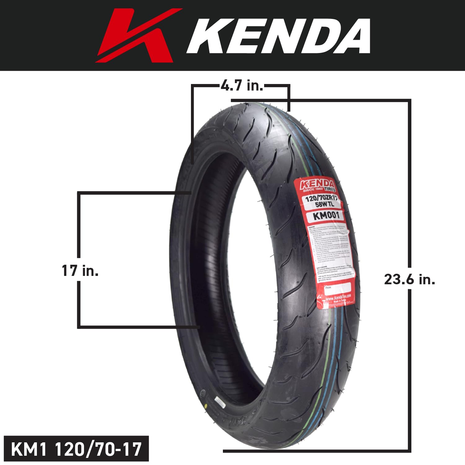 Kenda KM1 (KM001) 110/70R17 Front Tire for Sport Touring Motorcycle 54H - Radial Tire with High-Speed Stability & Excellent Wet Grip w/Keychain (110/70-17)