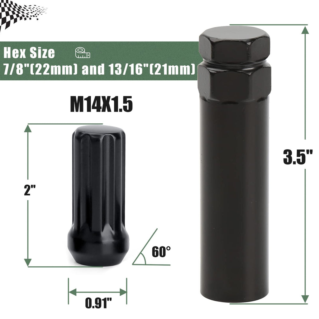 9/16-18 Spline Lug Nut 32pcs for Dodge 2500 3500 8 Lug, 9/16 x18 Closed End Lug Nut with 1 Socket Key for 1994-2011 Ram 2500 3500, 2002-2010 Ram 1500 Aftermarket Wheel