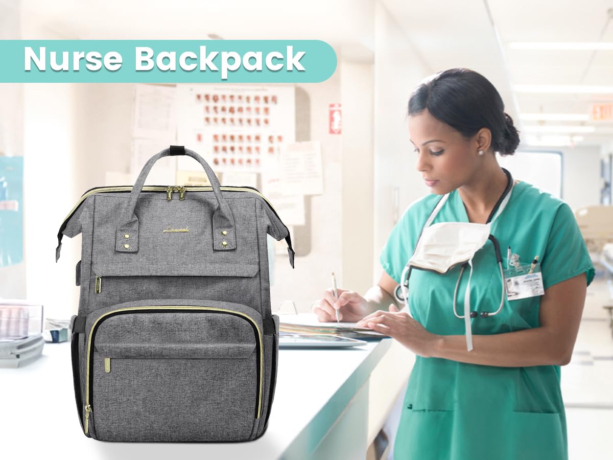 LOVEVOOK Laptop Backpack for Women with Giant Tumbler Holder Pocket, 15.6 Inch Work Daypack for Teacher Nurse, Computer College Bookbag Purse, Waterproof Travel Back Pack with USB Charging Port
