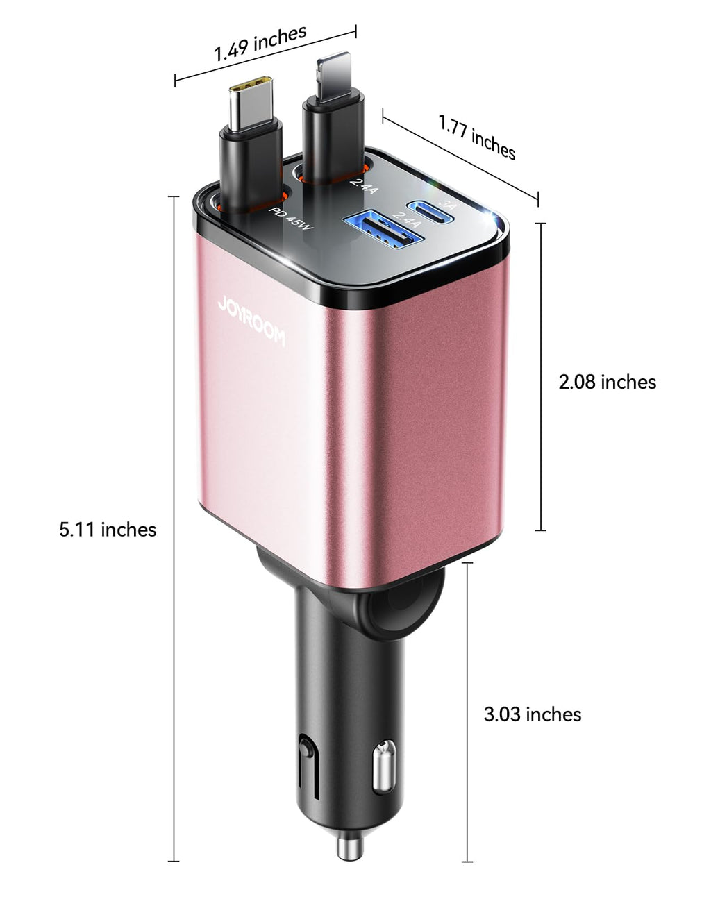 [2026 Ultra-Compact] 84W Retractable Car Charger, [PD 45W] Car Charger USB C for iPhone 16 17 Pro Fast Charging, Car Accessories Travel Essentials Gifts for Women Men for iPhone 17 Air 16 15 14 13 12
