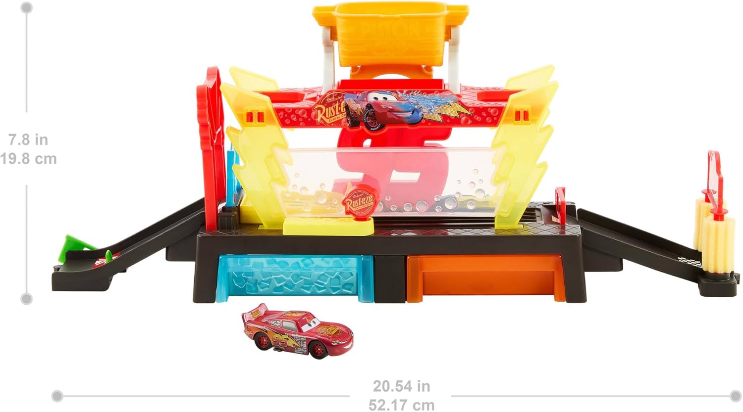 Mattel Disney and Pixar Cars Color Changers Car Wash Playset with Color Changing Lightning McQueen Toy Vehicle, 20-Inches Long, Connects to Other Sets
