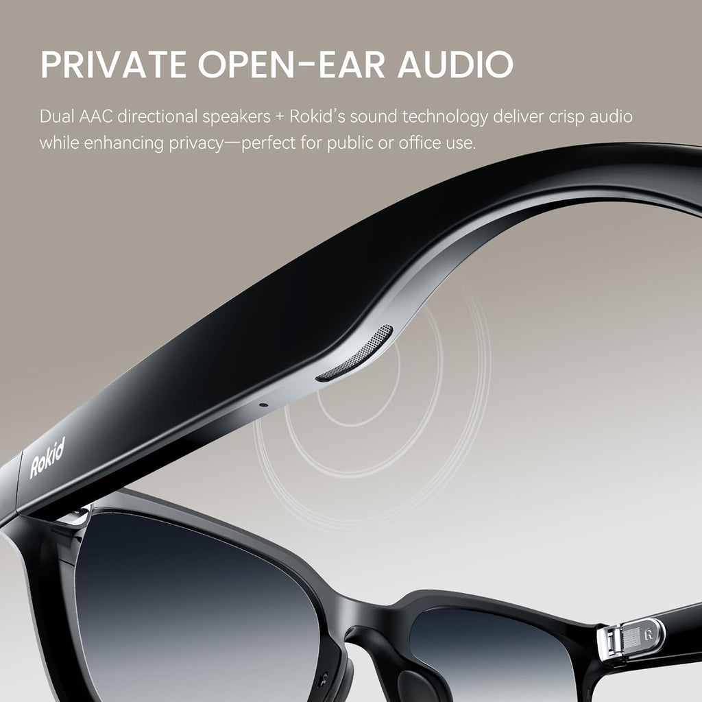 Rokid Ai Glasses Style (Non-Display), 2026 Smart Audio Sun Glasses with ChatGPT & Gemini, Real-Time Translation, 12MP Camera, Voice-Controlled Assistant, Hands-Free Calls, Productivity for Travel