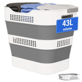 OOAMBB 43L(11.5Gallon) Collapsible Laundry Basket with Handles, Foldable Laundry Basket Plastc,Pop Up Tall Storage Container/Organizer/Clothes Hamper for Laundry (Grey,1 Pack)