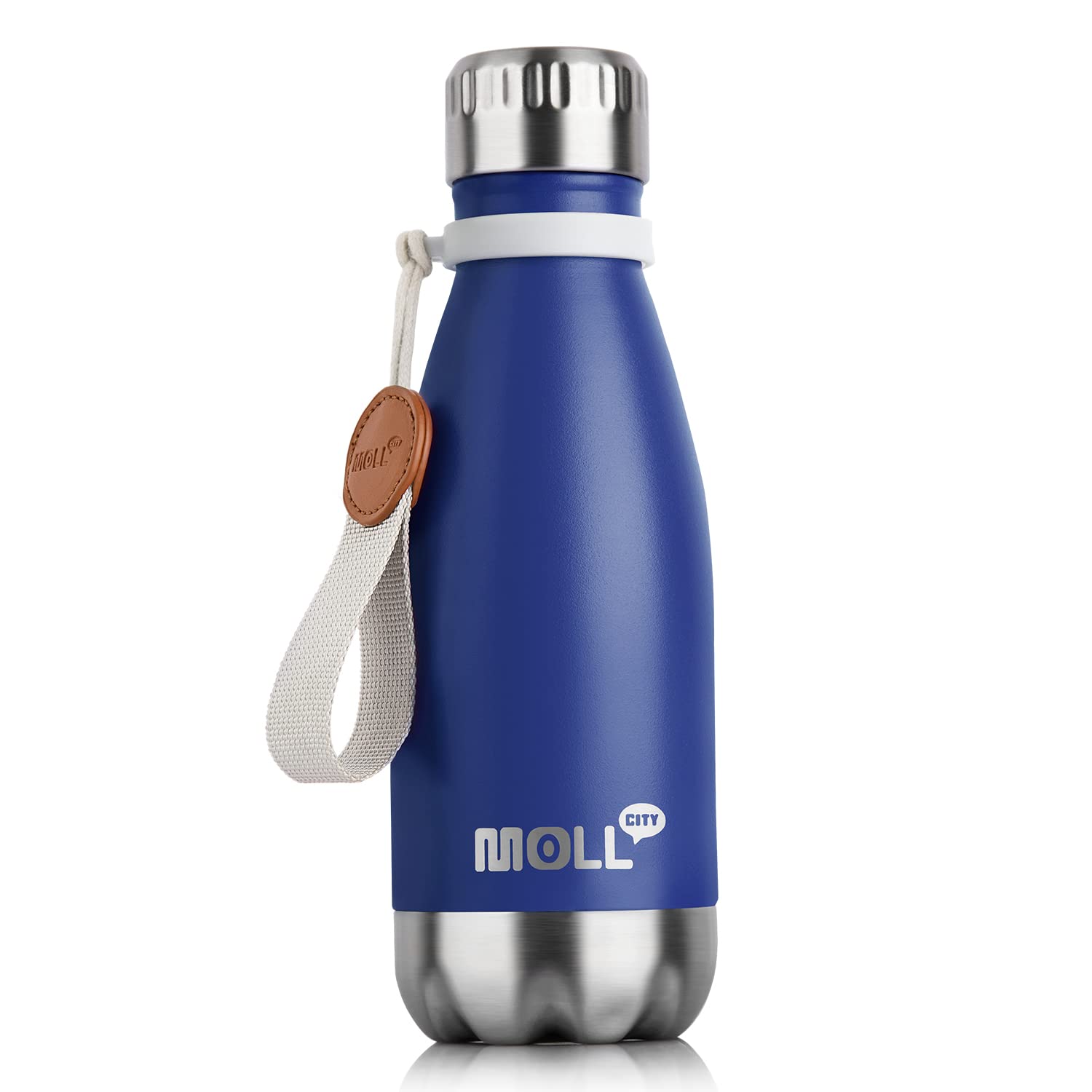 9 oz Water Bottle for Kids-Small Stainless Steel Water Bottle for School Vacuum Insulated Metal Leak Proof Cola Shape Water Flask for Boys Girls(Baby Blue)