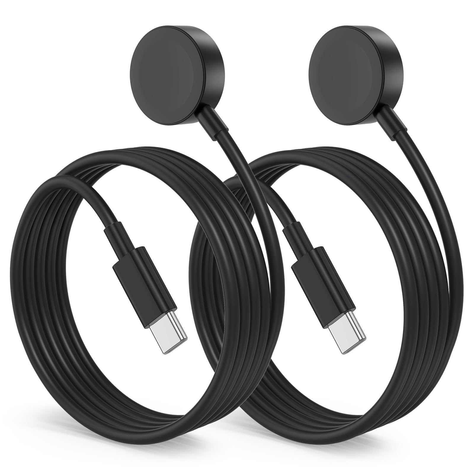 2Pack for Apple Watch Charger Cable, 3FT USB C to Magnetic Wireless Fast i-Watch Charging Cord [Portable], Compatible with iWatch Series Ultra/9/8/7/6/SE/SE2/5/4/3/2 - Black