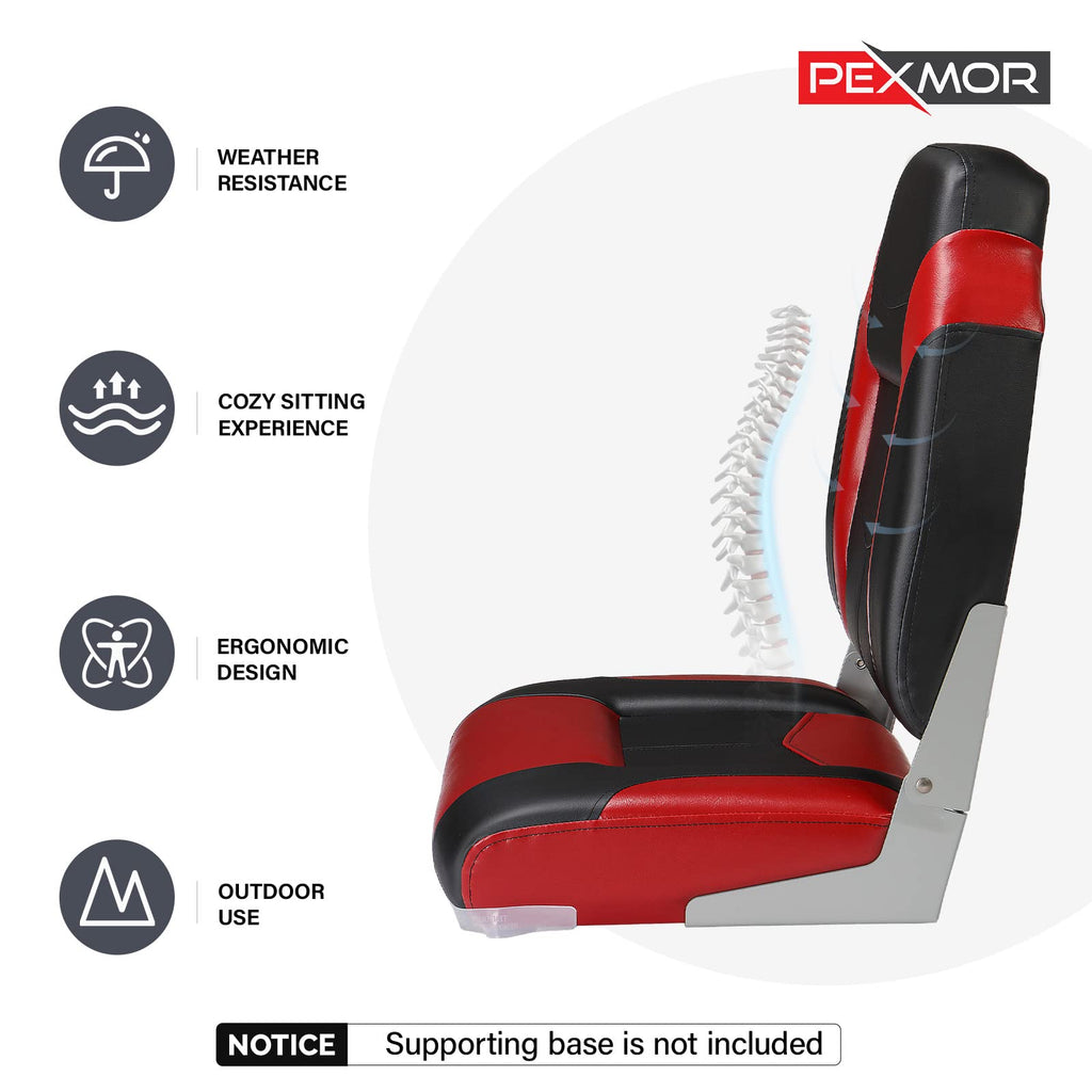 PEXMOR Boat Seats, Low/High Back, Folding, Waterproof, Captain Seat, 2 Packs (High Back-Blue & White)