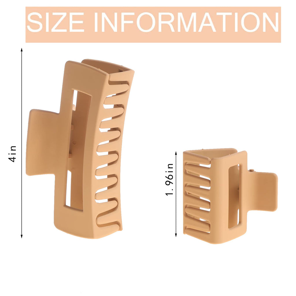 12 Pack Black Square Claw Clips, Big and Small Neutral Rectangle Hair Claw, Non-slip Matte Large Hair Clips for Women,Strong Hold jaw clip for Thick Thin Hair
