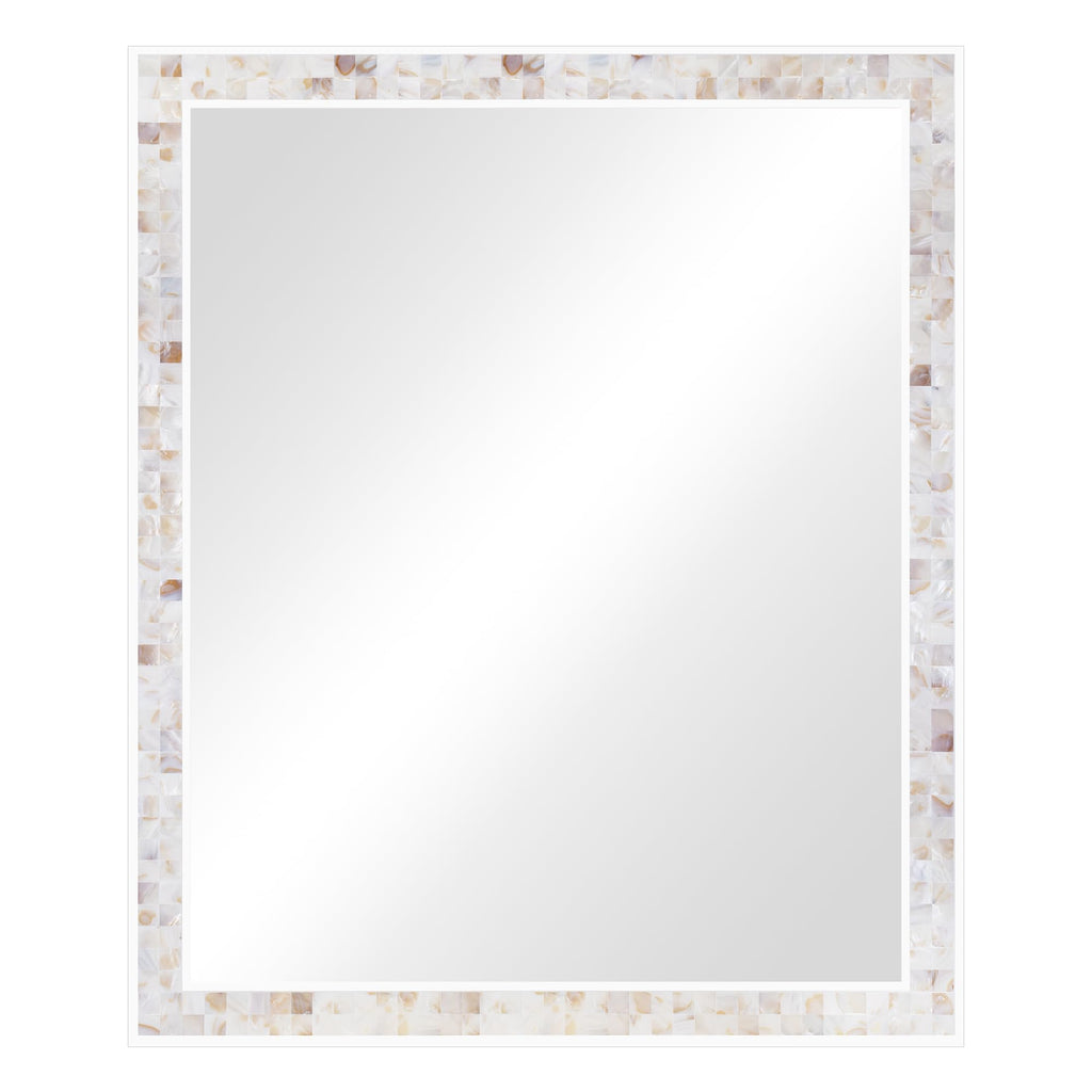 Tanmicoshomy Round Wall Mirror 24 Inch,Circle Mosaic Mirror with Natural Mother of Pearl and Wood Frame, Decorative Coastal Round Wall Mirror for Bathroom Bedroom Living Room Entryway