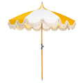 6.5ft Pagoda Beach Umbrella with Fringe, UPF 50+ Boho Umbrellas with Carry Bag, Premium Wood Pole Foldable Tassel Umbrella for Outdoor Garden Lawn Pool Yard Table